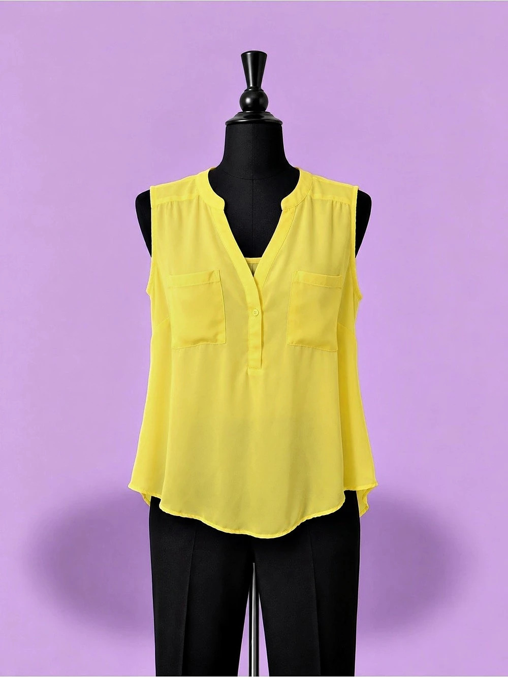 Torrid Challis Henley Pocket Sleeveless Tank Yellow Size 2